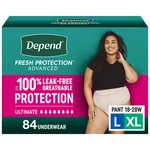 Depend Fresh Protection Women L/xl Underwear 84 Count Ultimate Absorbency 38 54". Fixed Price $70.88.