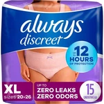 Always Discreet Womens Incontinence Underwear Classic Cut, Max Absorb, Xl, 15 Ct. Fixed Price $20.88.