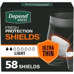 Depend Shields Incontinence Pads For Men, Light 58 Count (pack Of 1), White. Fixed Price $21.52.
