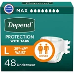 Depend Adult Diapers With Tabs 170 Lb 48 Count 3 Pack Incontinence Protection. Fixed Price $94.99.