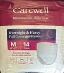 Carewell Incontinence Underwear Overnight & Heavy Full Coverage Fit M 14 Ct. Fixed Price $20.00.
