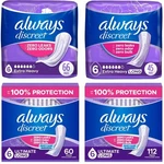 Always Discreet Adult Incontinence Pads For Women, 6 Drop, Long & Regular Sizes. Fixed Price $99.89.