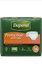 Qty 16 Depend Incontinence Protection With Tabs, Unisex, Large 35 49" Waist. Fixed Price $20.79.