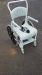Etac Clean 24 In. Shower Commode W/ Wheelchair Wheels Swedish Design Used. Fixed Price $865.00.