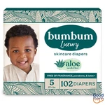 Bumbum Luxury Skincare Disposable Diapers - Size 5 102CT: Weight Range 27+ Lbs. Fixed Price $40.27.