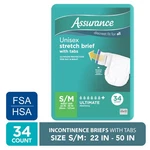 Assurance Unisex Stretch Briefs With Tabs, S/m, 34 Count. Fixed Price $21.56.