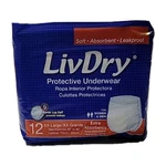 Livdry Adult Xxl Protective Underwear Super Absorbent, (12 Pcs). Fixed Price $21.99.