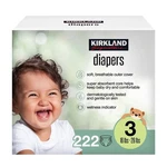 Kirkland Signature Diapers, Size 3 (16-28 Pounds), 222 Count. Fixed Price $71.99.