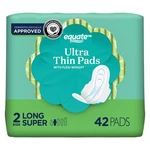 Equate Ultra Thin Pads With Wings, Size 2, Long Super Protection (42 Count). Fixed Price $27.53.