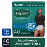 Depend Fresh Protection Incontinence Underwear For Men, L, 40 Count. Fixed Price $35.30.