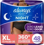 Always Discreet Night Adult Incontinence Underwear For Women, Xl *48 Count*. Fixed Price $29.99.