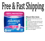 Always Discreet Incontinence Pads For Women Moderate Long 54 Count. Fixed Price $19.31.