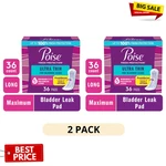 2 Pack Poise Ultra Thin Women Incontinence Pads Maximum Absorbency Long 36 Ct. Fixed Price $34.99.