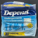 Vintage Undergarments Adult Diapers One-size 30-PACK 1988 Depends Sealed. Fixed Price $89.96.