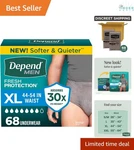 Adult Diapers Incontinence Underwear Men Max Absorbency Extra-large Grey 68 C.... Fixed Price $89.97.