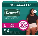 Large Women's Depend Fresh Protection Underwear 84 -count Swc. Fixed Price $69.99.