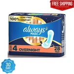 Always Maxi Pads Size 4 Overnight Absorbency Unscented Without Wings, 28 Count. Fixed Price $10.66.