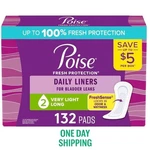Poise Daily Incontinence Panty Liners, Drop Very Light, 132 Ct.. Fixed Price $26.78.