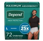 Depend Fresh Protection Adult Underwear For Men Grey, 72 Count (2 Packs Of 36). Fixed Price $45.00.