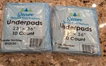 Secure Personal Care Products Underpads 23" X 36" Count =20 SP13150. Fixed Price $19.95.