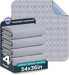 Washable Bed Pads 34" X 36" - Pack, Grey, Waterproof For Incontine.... Fixed Price $35.21.