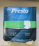 Presto Supreme Briefs With Tabs L Heavy Absorbency Odor Secure 18 Pack. Fixed Price $6.15.