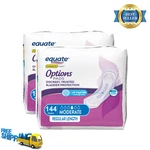2PK Equate Options Incontinence Pads, Moderate Regular, 144 Ct, Bladder Control. Fixed Price $44.99.