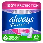 Always Discreet Incontinence Panty Liners, Very Light Absorbency, Regular, 69 Ct. Fixed Price $14.88.