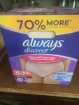 Always Discreet Adult Incontinence Underwear For Women, Xl, 26 Ct. Fixed Price $19.95.