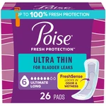 Poise Ultra Thin Incontinence Pads & Postpartum For Long Length, White. Fixed Price $28.19.