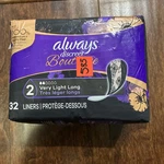 Always Discreet Boutique Very Light Long 32CT Pantiliners. Fixed Price $7.00.