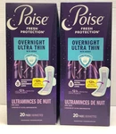 Poise Overnight Ultra Thin Pads W/wings, #8 Extra Absorbent, 40CT. Fixed Price $29.95.