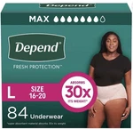 Depend Fresh Protection Incontinence Underwear For Women Large ( 84 Ct). Fixed Price $67.99.