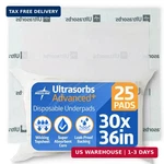 Medline Ultrasorbs Drypads, 30" X 36", 25 Count, Super Absorbent Disposable Bed. Fixed Price $55.67.