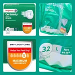 2X Walgreens Certainty Brief Sz Lrg 44 -58 Maximum Absorbency 32 Ct (64 Total). Fixed Price $20.00.