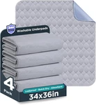 Washable Bed Pads 34" X 36" - Pack, Grey, Waterproof For Incontinence. Fixed Price $32.67.