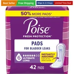 Poise Incontinence & Postpartum Pads, 6 Drop Ultimate Absor.... Fixed Price $30.34.