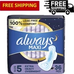 Always Maxi Pads With Wings, Size 5, Extra Heavy Overnight, 36 Ct. Fixed Price $16.14.