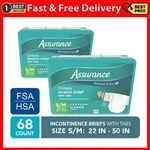 Assurance Unisex Stretch Briefs With Tabs, S/m, 68 Count. Fixed Price $59.99.