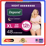 Depend Defense Incontinence Underwear For Women, Xl, Overnight, 48 Count. Fixed Price $71.01.