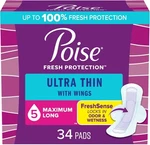 Poise Ultra Thin Incontinence Pads With Wings & Postpartum White. Fixed Price $23.69.