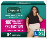 Depend Fresh Protection Advanced Underwear For Women Large / X 84-CT Cws. Fixed Price $67.99.