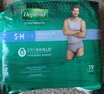 4 Units Of Depends Fit-flex Underwear For Men S-m Maximum Dryshield 19 Count. Fixed Price $35.00.