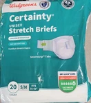 Walgreens Certainty Adult Incontinence Stretch Briefs With Tabs S/m, 20.0 Ea. Fixed Price $10.00.