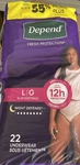 Depend For Women Incontinence Underwear Size Large - Pack Of 22 Night Defense. Fixed Price $11.00.