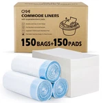 150 Pack Commode Liners With Absorbent Pads Disposable Bags And. Fixed Price $36.39.
