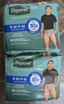 Depend (2-PACK) Men's Fresh Protection 30X Dry Shield Underwear Small/med S-m. Fixed Price $37.46.
