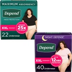 Depend Women Incontinence Underwear Bundle Day Night Xxl 62CT Blush. Fixed Price $95.93.