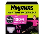 Pampers Ninjamas Nighttime Girls' Underwear S/m 38-70LBS, 44CT. Fixed Price $29.75.