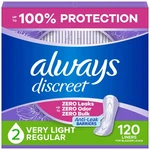 Always Discreet Incontinence Panty Liners For Bladder Leaks, Size 2, Very Light. Fixed Price $21.32.